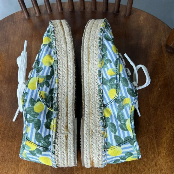 Gianni Bini Lemon Blue Stripe Espadrilles Platform Sneakers Sz 6.5 - Picture 5 of 10